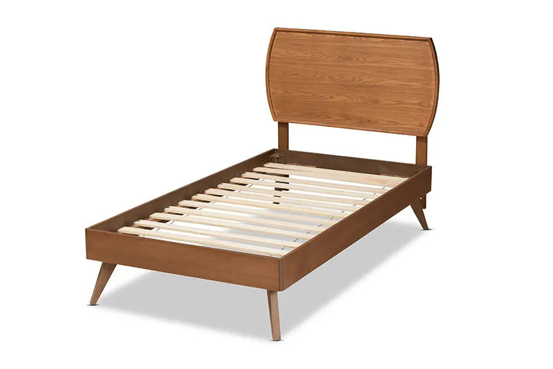 Adelaide Walnut Brown Finished Wood Platform Bed (Twin) iHome Studio