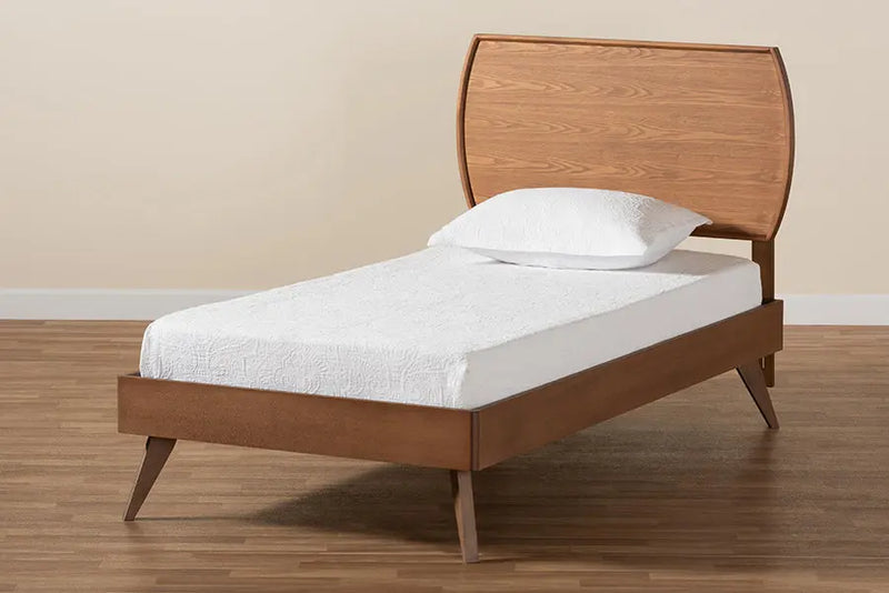 Adelaide Walnut Brown Finished Wood Platform Bed (Twin) iHome Studio