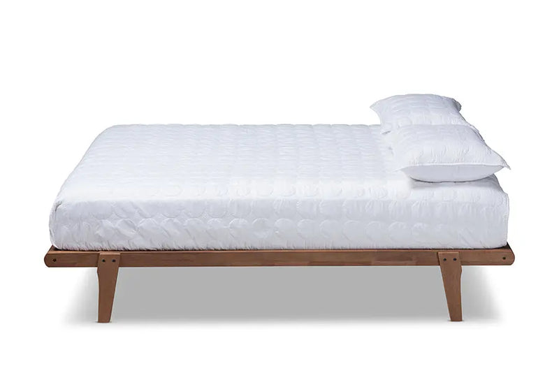 Adeline Walnut Brown Wood Platform Bed (Queen) iHome Studio