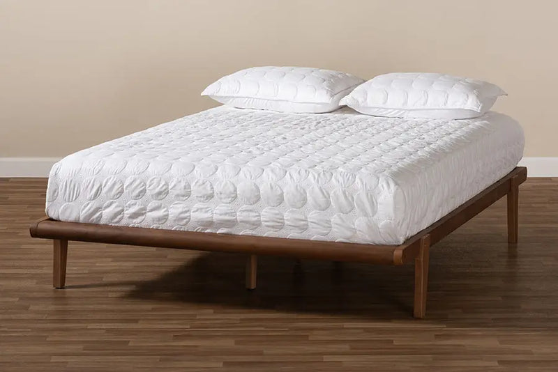 Adeline Walnut Brown Wood Platform Bed (Queen) iHome Studio