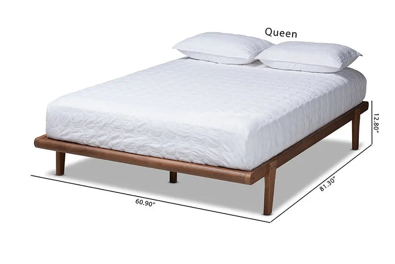 Adeline Walnut Brown Wood Platform Bed (Queen) iHome Studio