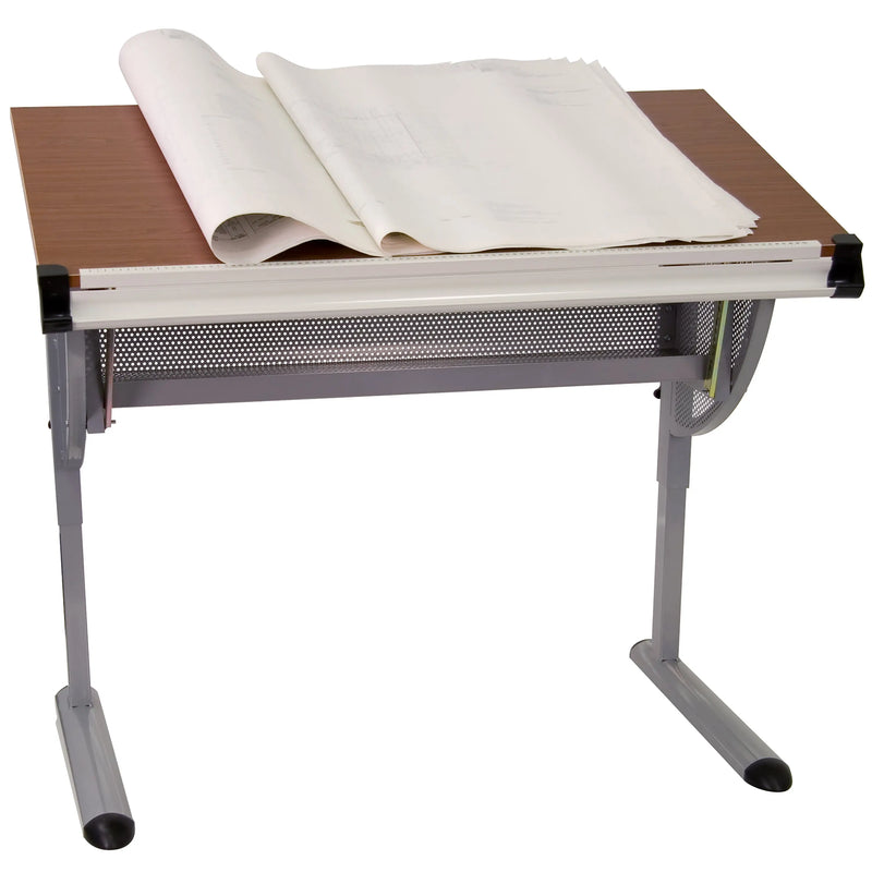 Adjustable Drawing and Drafting Table w/Pewter Frame iHome Studio