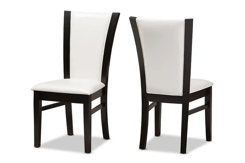 Adley Dark Brown Finished White Faux Leather Dining Chair - 2pcs iHome Studio