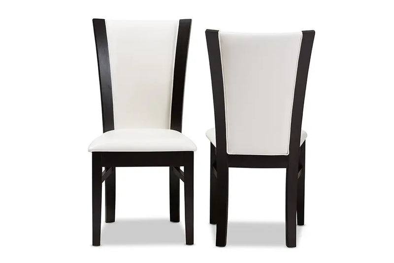 Adley Dark Brown Finished White Faux Leather Dining Chair - 2pcs iHome Studio