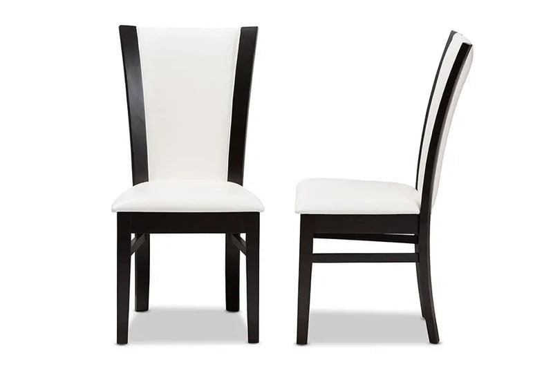 Adley Dark Brown Finished White Faux Leather Dining Chair - 2pcs iHome Studio