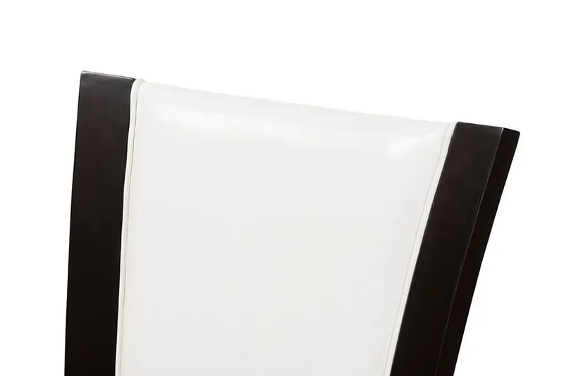 Adley Dark Brown Finished White Faux Leather Dining Chair - 2pcs iHome Studio