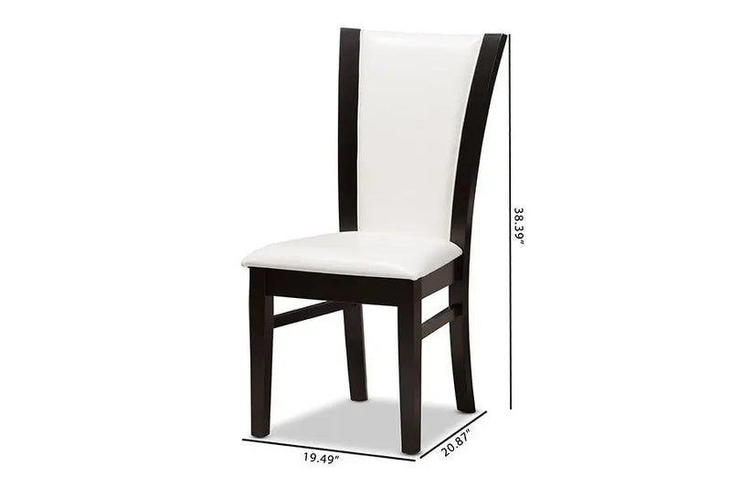 Adley Dark Brown Finished White Faux Leather Dining Chair - 2pcs iHome Studio