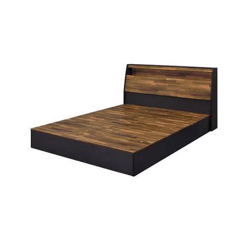 Adley Queen Bed w/Storage, Walnut & Black Finish iHome Studio