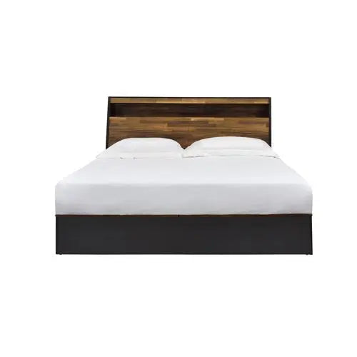 Adley Queen Bed w/Storage, Walnut & Black Finish iHome Studio