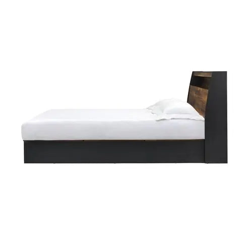 Adley Queen Bed w/Storage, Walnut & Black Finish iHome Studio