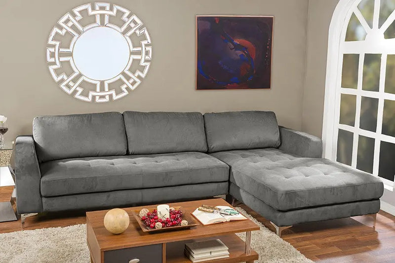 Agnew Light Beige Microfiber Right Facing Sectional Sofa iHome Studio
