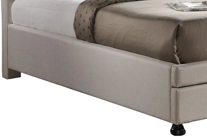 Ainge Button-Tufted Light Beige Fabric Platform Bed w/2-Drawer Storage (King) iHome Studio