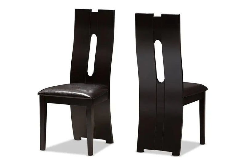 Alani Dark Brown Faux Leather Upholstered Dining Chair - 2pcs iHome Studio