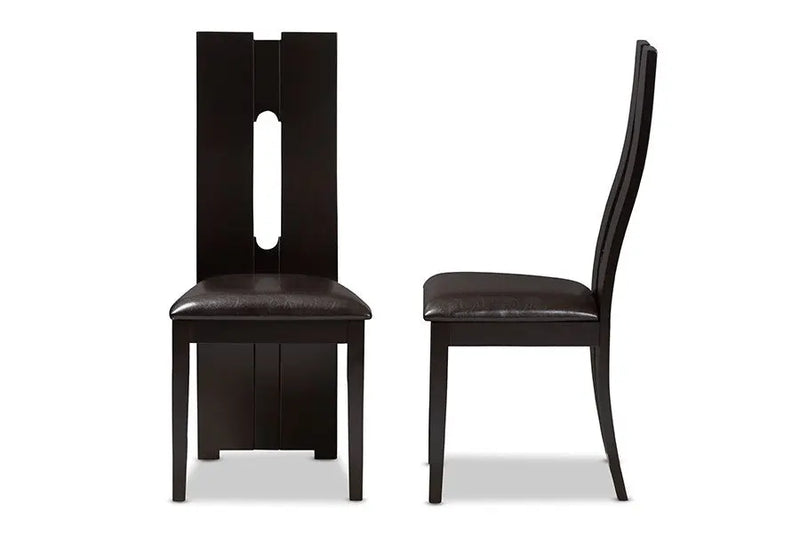 Alani Dark Brown Faux Leather Upholstered Dining Chair - 2pcs iHome Studio