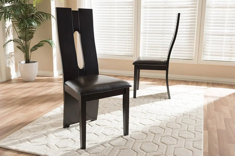 Alani Dark Brown Faux Leather Upholstered Dining Chair - 2pcs iHome Studio