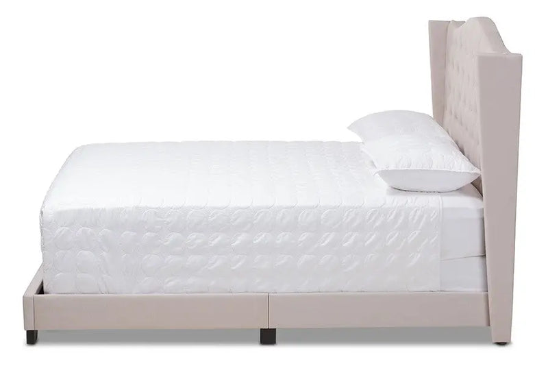 Alesha Beige Fabric Upholstered Bed (Full) iHome Studio