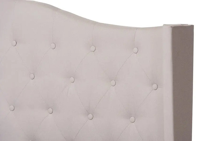 Alesha Beige Fabric Upholstered Bed (King) iHome Studio