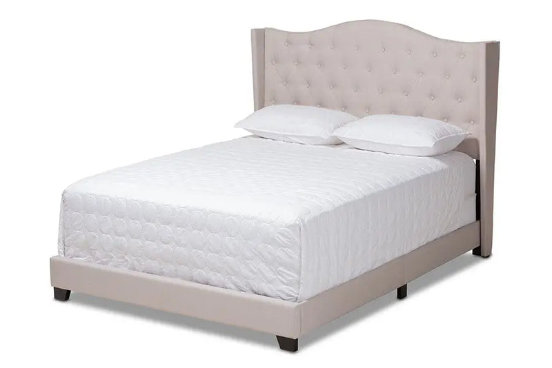 Alesha Beige Fabric Upholstered Bed (Queen) iHome Studio