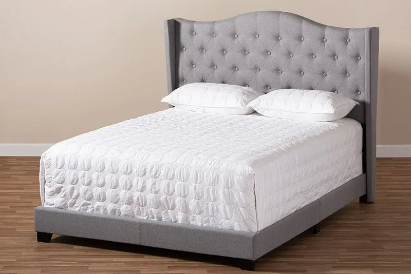 Alesha Grey Fabric Upholstered Bed (Full) iHome Studio