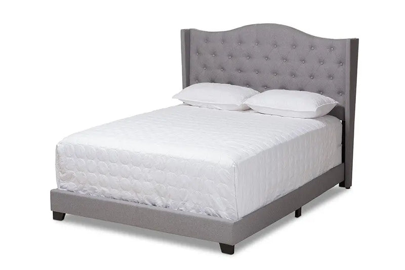 Alesha Grey Fabric Upholstered Bed (Queen) iHome Studio