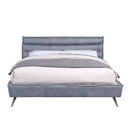 Alexa King Bed, Gray Top Grain Leather iHome Studio