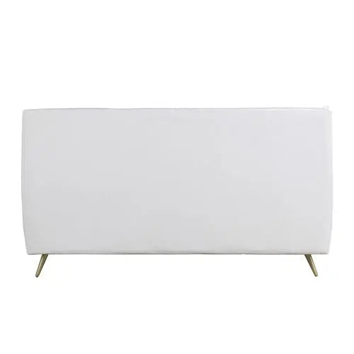 Alexa Queen Bed, Vntage White Top Grain Leather iHome Studio
