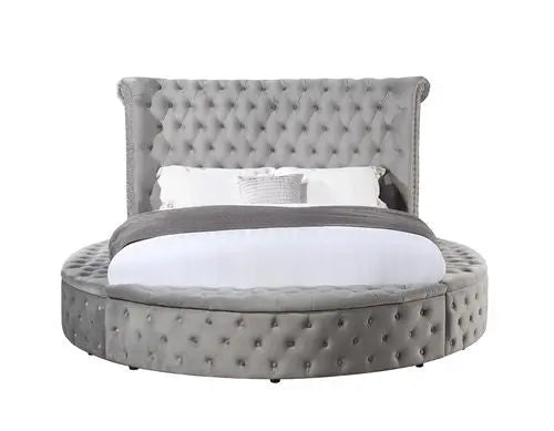 Alia King Bed, Gray Velvet iHome Studio