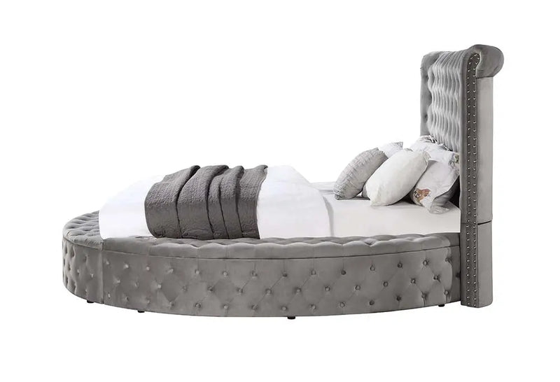 Alia Queen Bed, Gray Velvet iHome Studio