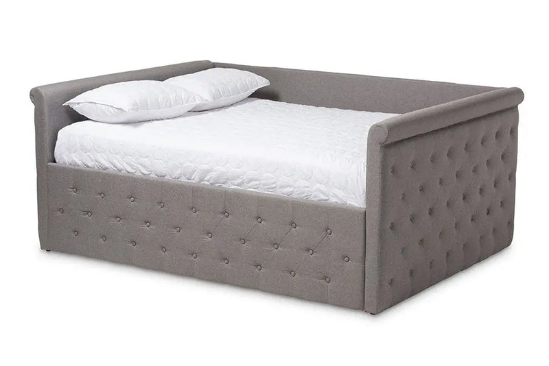 Amaya Grey Fabric Upholstered Daybed (Full) iHome Studio