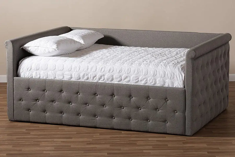 Amaya Grey Fabric Upholstered Daybed (Full) iHome Studio