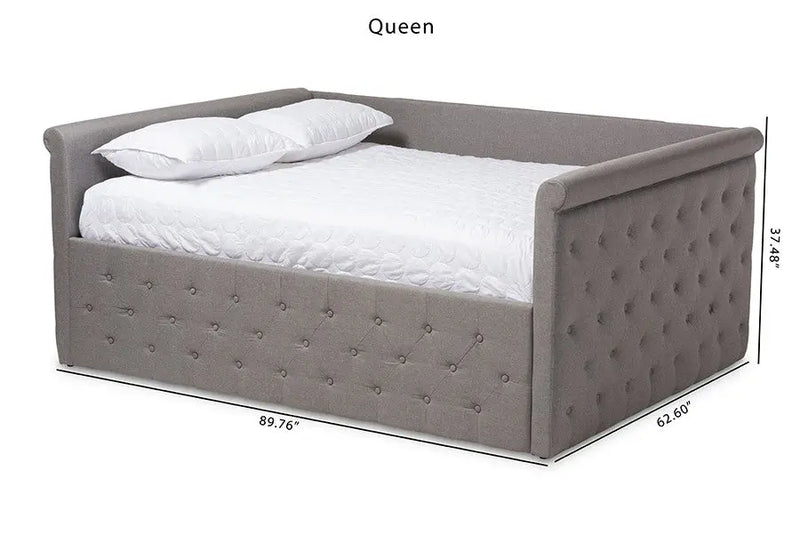 Amaya Grey Fabric Upholstered Daybed (Full) iHome Studio