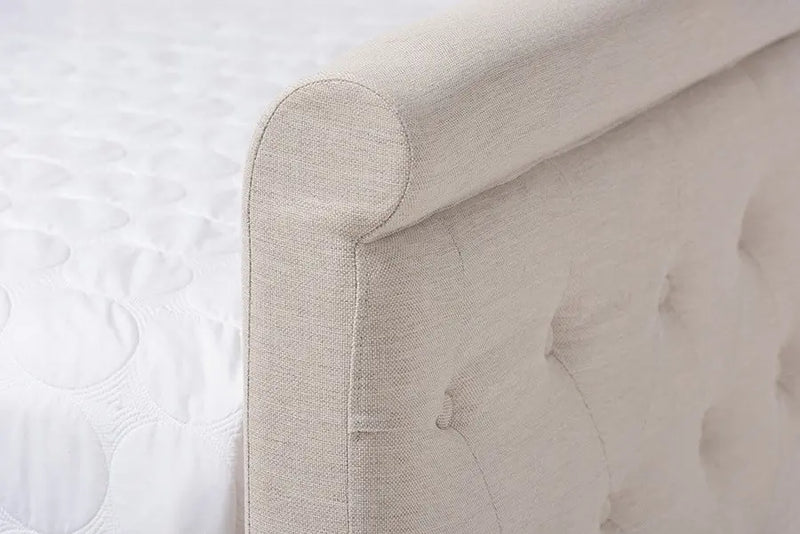 Amaya Light Beige Fabric Upholstered Daybed (Full) iHome Studio