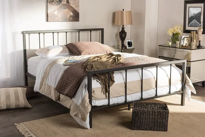 Amy Antique Dark Bronze Iron Metal Platform Bed (Full) iHome Studio