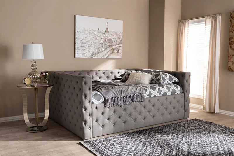 Anabella Grey Fabric Upholstered Daybed (Queen) iHome Studio