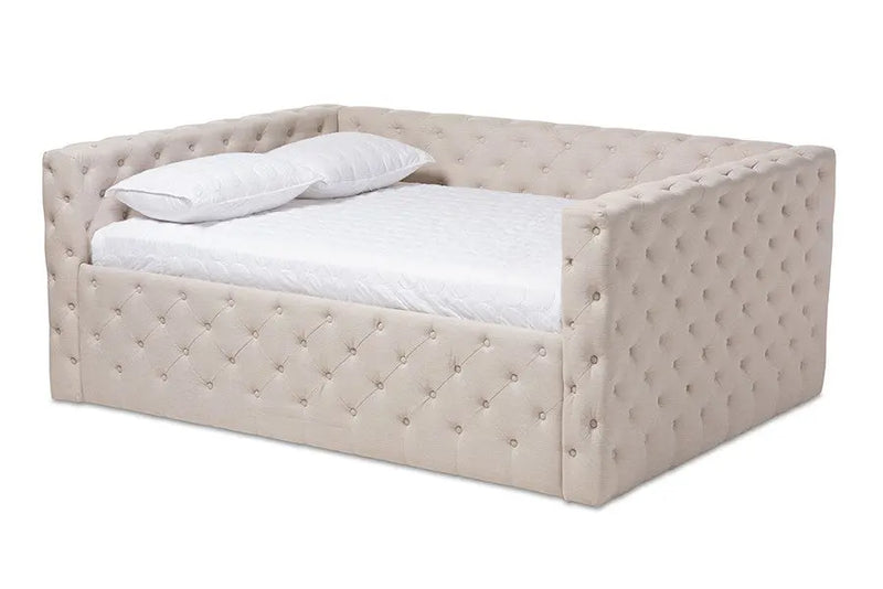 Anabella Light Beige Fabric Upholstered Daybed (Full) iHome Studio