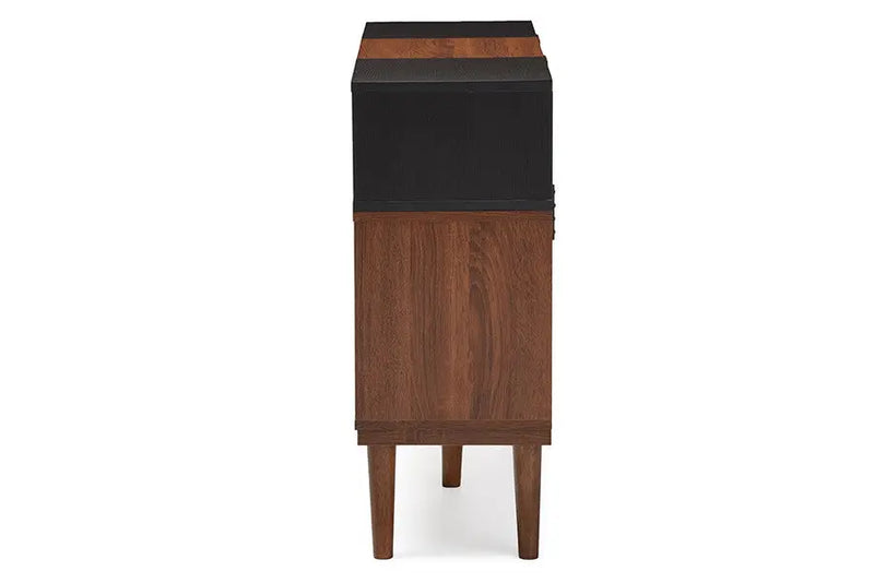 Anderson Mid-century Oak and Espresso Wood Sideboard Storage Cabinet iHome Studio
