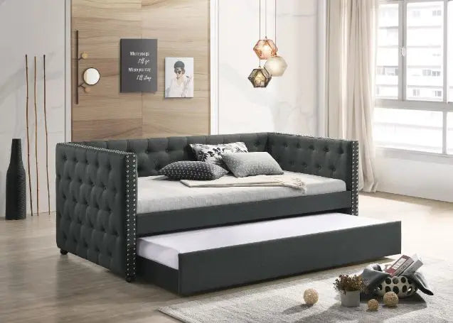 Anderson Twin Daybed & Trundle, Gray Fabric iHome Studio