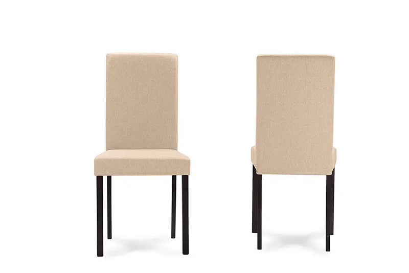 Andrew Espresso Wood Beige Fabric Dining Chair - 4pcs iHome Studio