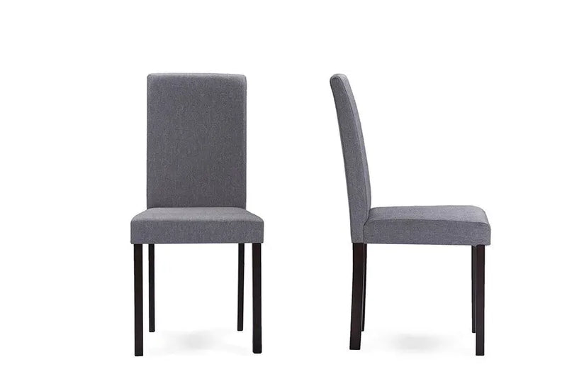 Andrew Espresso Wood Grey Fabric Dining Chair - 4pcs iHome Studio