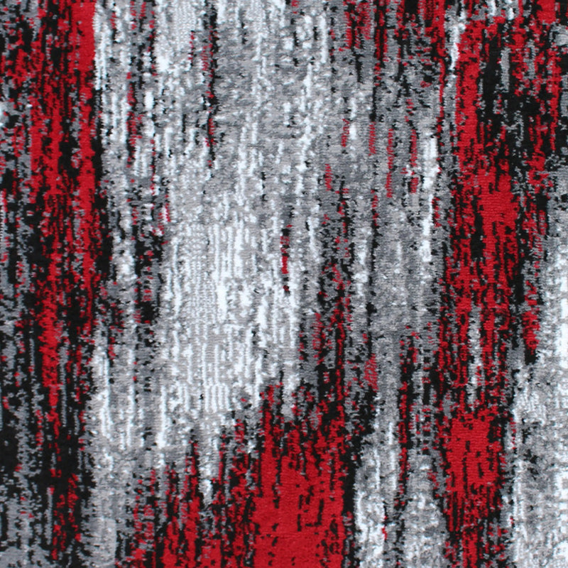 Angie Collection 2' x 10' Red Abstract Area Rug - Olefin Rug with Jute Backing iHome Studio