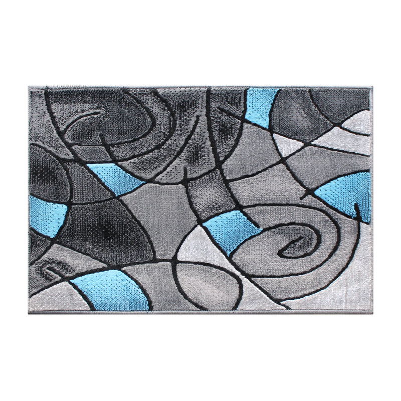Angie Collection 2' x 3' Blue Abstract Pattern Area Rug - Olefin Rug with Jute Backing iHome Studio