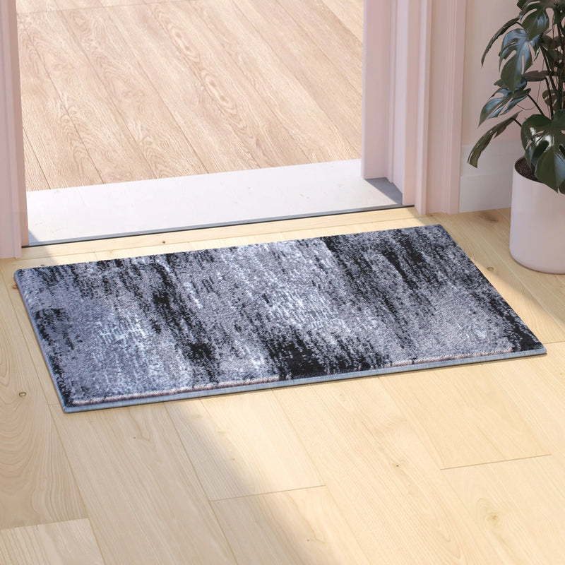 Angie Collection 2' x 3' Gray Abstract Scraped Area Rug - Olefin Rug with Jute Backing iHome Studio