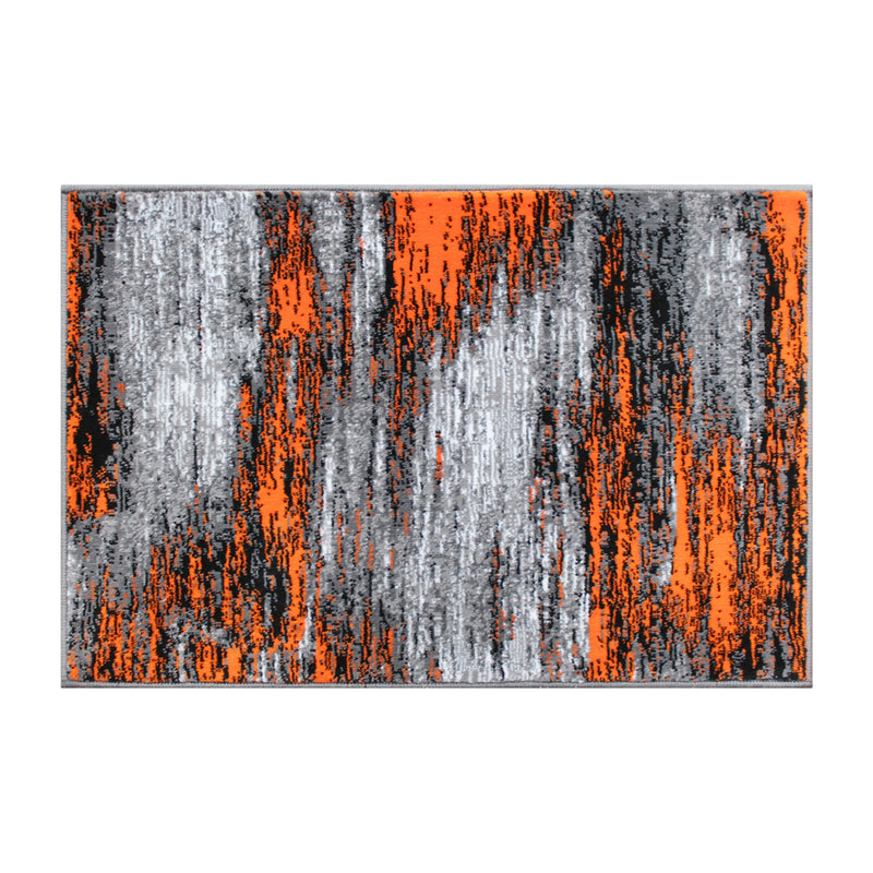 Angie Collection 2' x 3' Orange Abstract Scraped Area Rug - Olefin Rug with Jute Backing iHome Studio