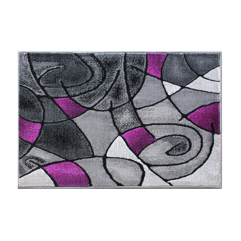 Angie Collection 2' x 3' Purple Abstract Pattern Area Rug - Olefin Rug with Jute Backing iHome Studio
