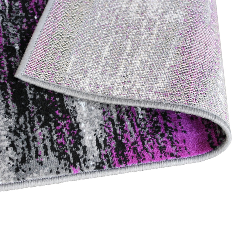 Angie Collection 2' x 3' Purple Abstract Scraped Area Rug - Olefin Rug with Jute Backing iHome Studio