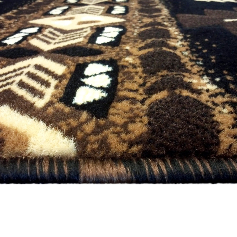 Angie Collection 2' x 7' Black Traditional Southwestern Style Area Rug - Olefin Fibers with Jute Backing iHome Studio