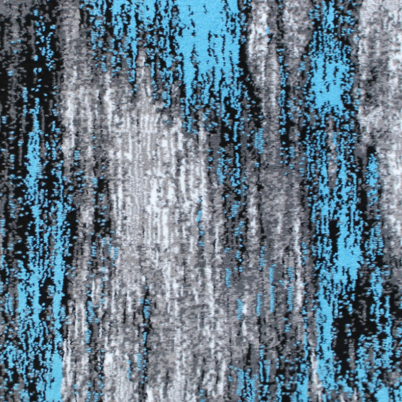Angie Collection 2' x 7' Blue Brush Abstract Area Rug - Olefin Rug with Jute Backing iHome Studio