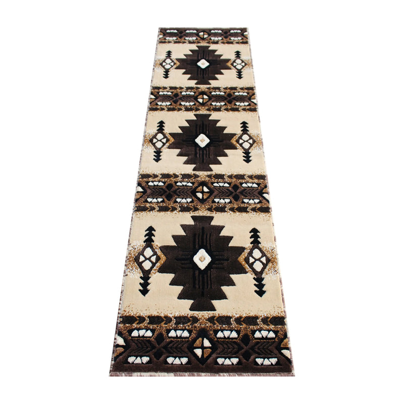 Angie Collection 2' x 7' Brown Traditional Southwestern Style Area Rug - Olefin Fibers with Jute Backing iHome Studio