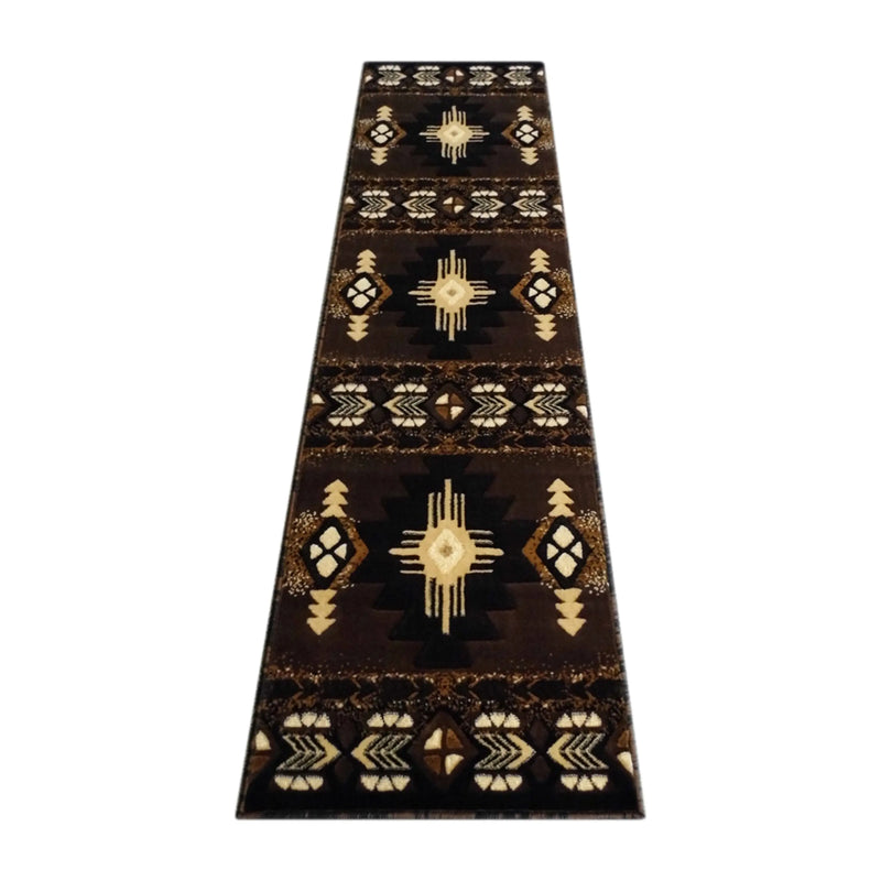 Angie Collection 2' x 7' Chocolate Traditional Southwestern Style Area Rug - Olefin Fibers with Jute Backing iHome Studio