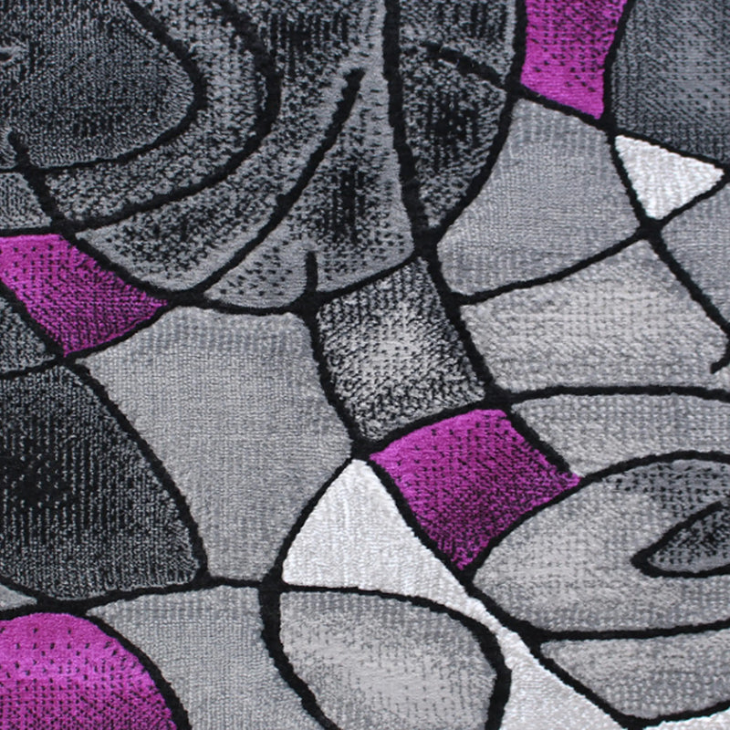 Angie Collection 3' x 10' Purple Abstract Area Rug - Olefin Rug - Jute Backing iHome Studio